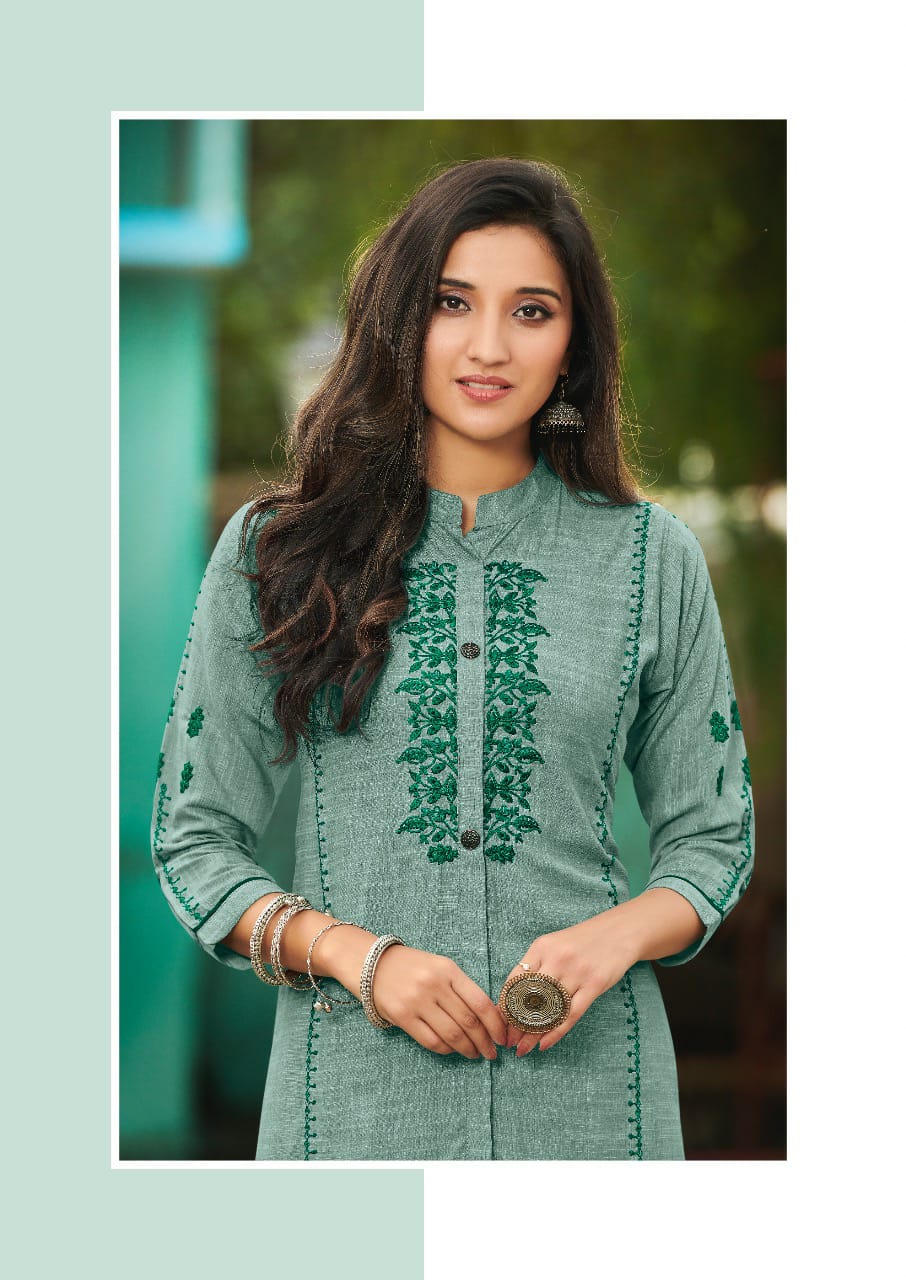 RANGJYOT PARIN VOL-3 Lateat fancy Festive Wear Heavy slub Rayon Dori With Gold Print Kurtis With Bottom Collection